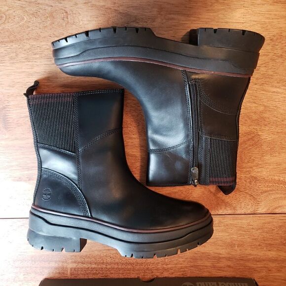 Timberland Malynn Black Full Grain Leather Chukka Boots 7 Waterproof Womens NEW - Picture 4 of 8